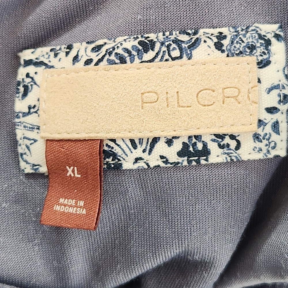 Pilcro Anthropologie Slate Blue‎ Velveteen Mock Neck Short Sleeve Top XL - Picture 3 of 8